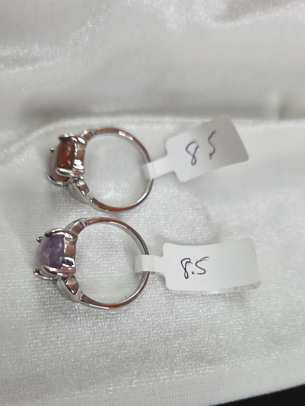 Lot of 2 Fashion Rings Gold Sandstone Light Purple Stone Fashion Rings Size 8.5